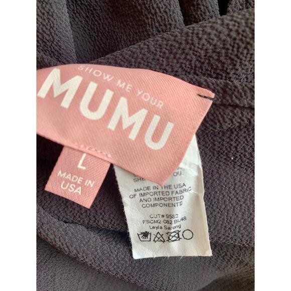 Show Me Your Mumu Leyla Sarong in Black Crinkle Flow Large Texture Tie Waist - Picture 3 of 3